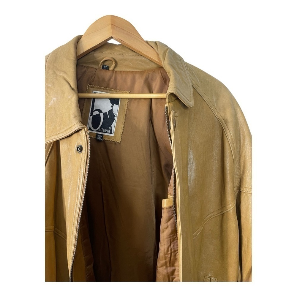 Vintage Bellavia Tan Leather Bomber Jacket - Picture 4 of 13